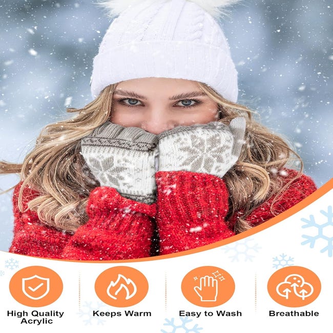 Gants Tricotés Unisexes HIKARO – Sherpa Polaire Intérieur, écran Tactile – Pour L'hiver Et Le Sport