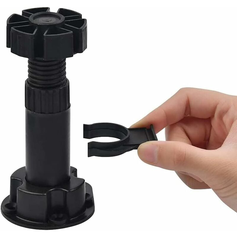 24 pieds d'armoire en plastique, pieds de meubles, pieds de meubles réglables (80 mm-100 mm), pieds de meubles en plastique noir - 3