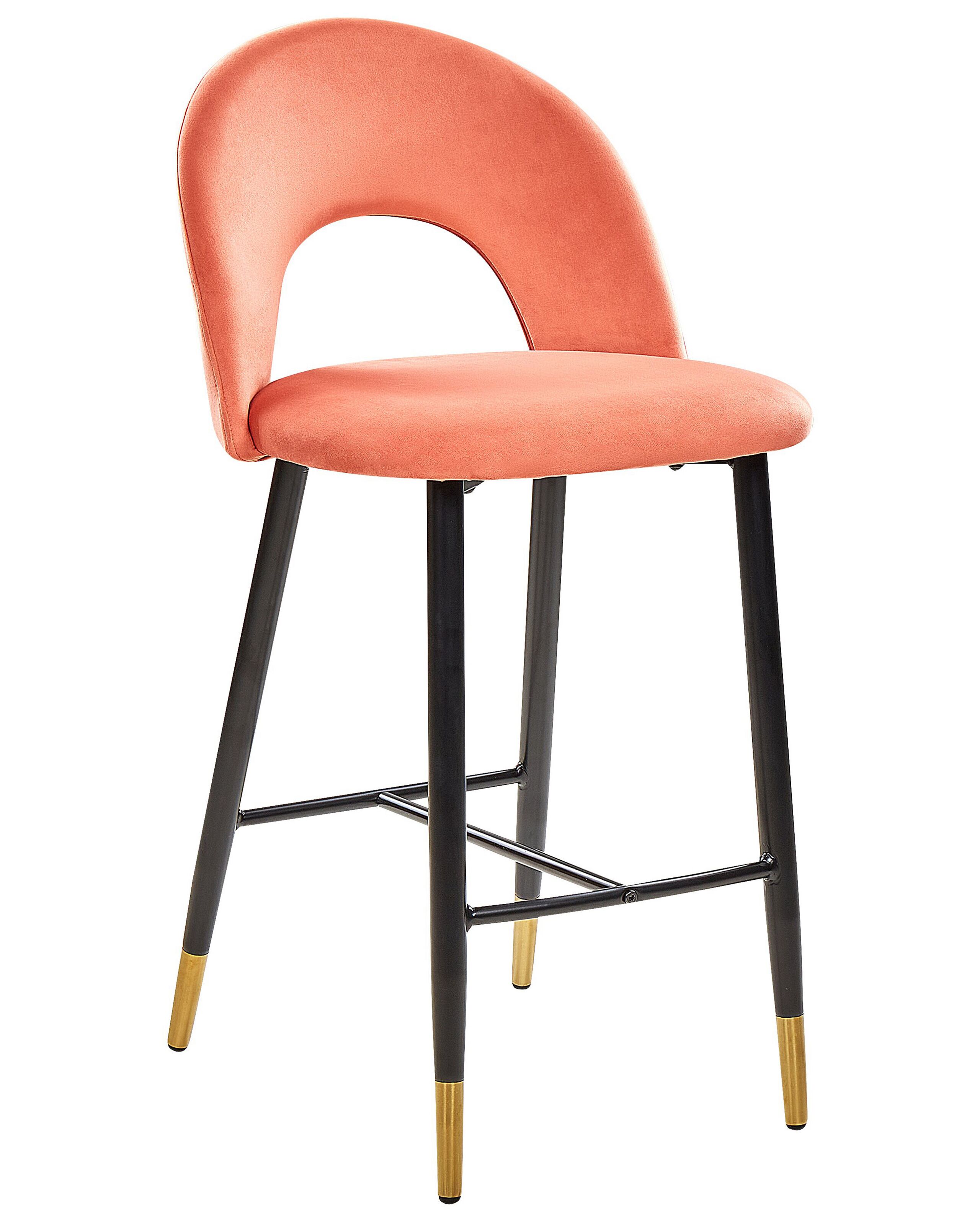 Set di 2 sedie alte FALTON Velluto Corallo - 5