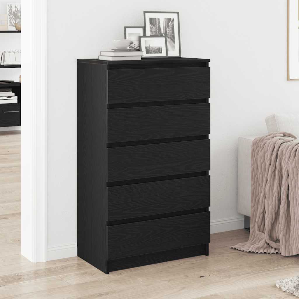 Commode Noir 60x36x103 Cm En Bois D'ingénierie - Neuve