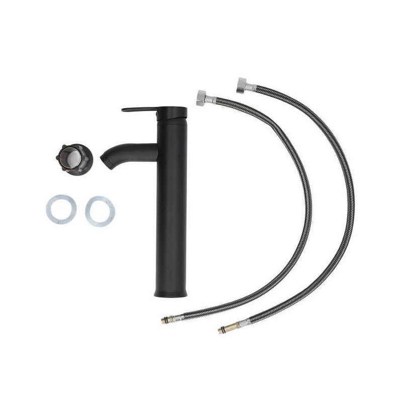 Czarna bateria łazienkowa ze stali nierdzewnej, łatwe sterowanie, matowa czarna wysoka bateria umywalkowa z 2 wężami łazienkowymi