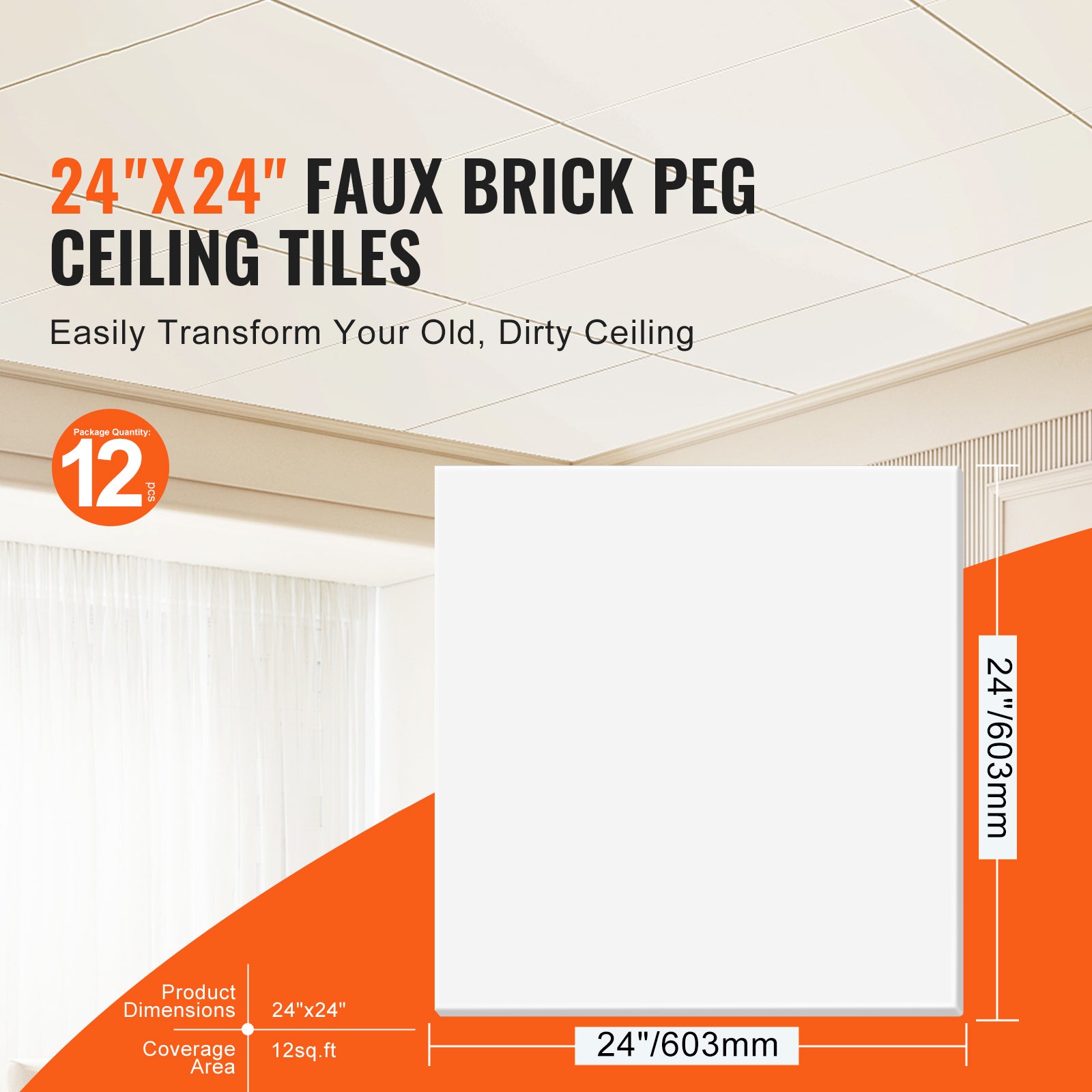 Dalles plafond,lot SucceBuy 12,24 x 24 po,dalles plafond suspendues en mousse PVC qualité supérieure,ignifuges,pour décoration de maison/bureau - 4