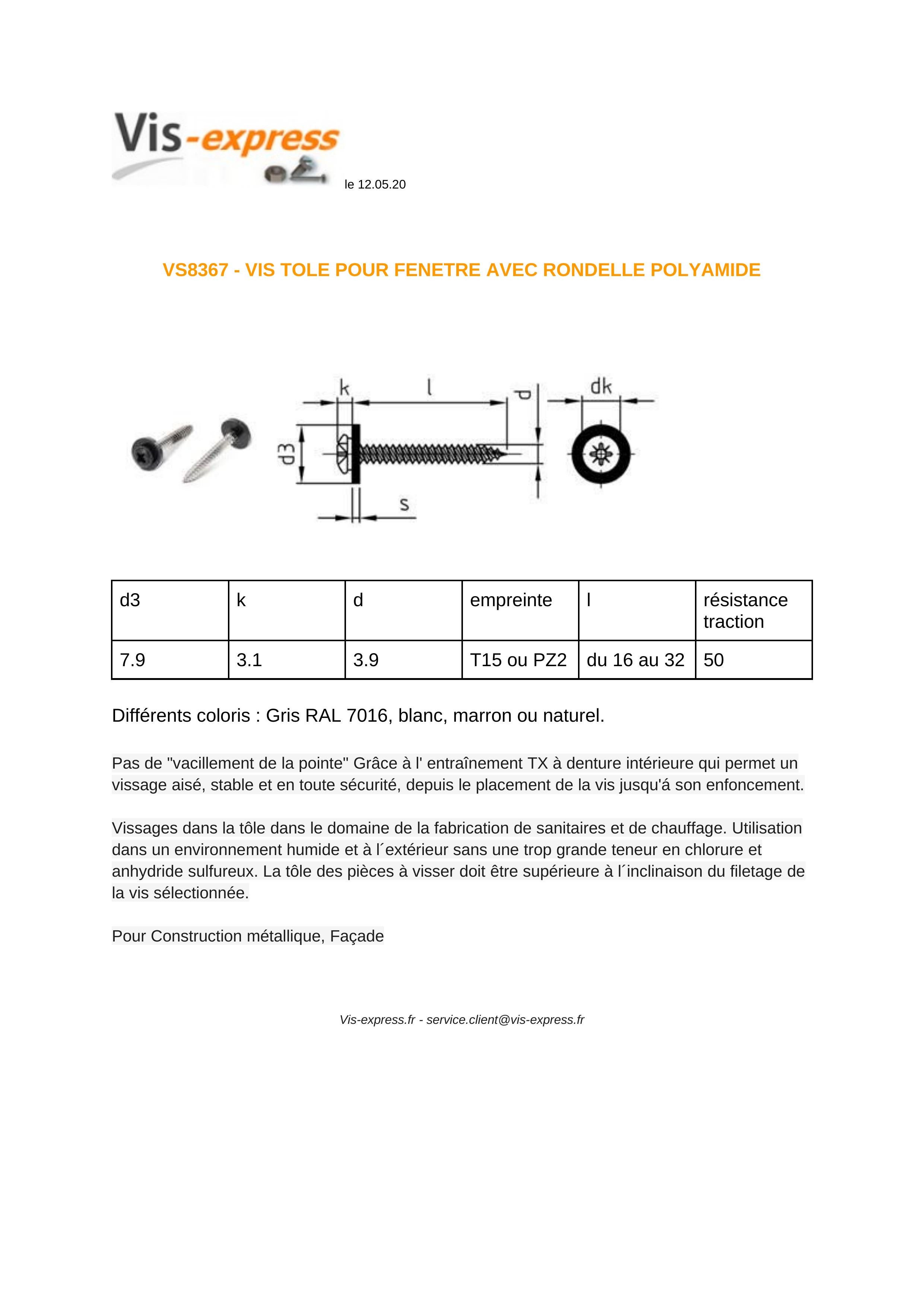 Vis tôle Tête cylindrique TC Pozi 2 + Rondelle Nylon 3.9X32 Inox A2