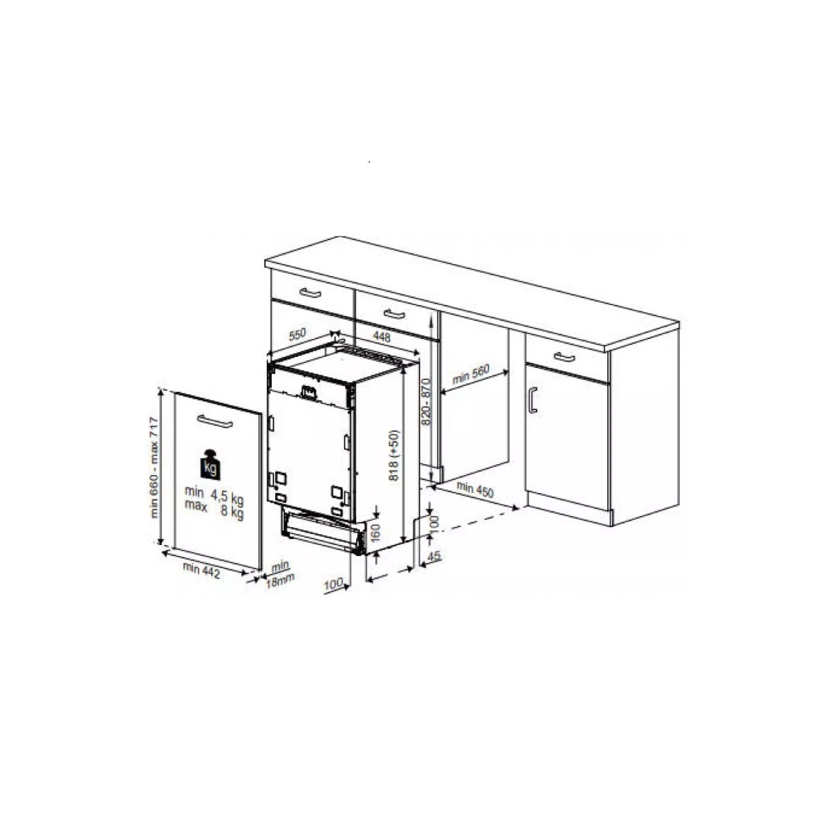 Lave-vaisselle 45cm 10 couverts 45db tout intégrable - Beko BDIS38040A - 7
