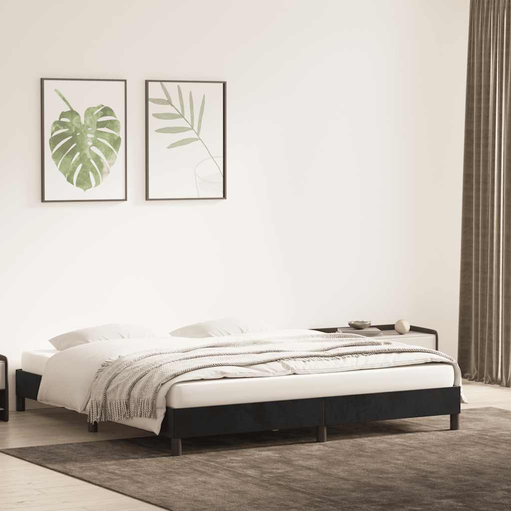 Cadre de lit sans matelas, velours noir, pour la chambre, 180 × 210 cm - 3