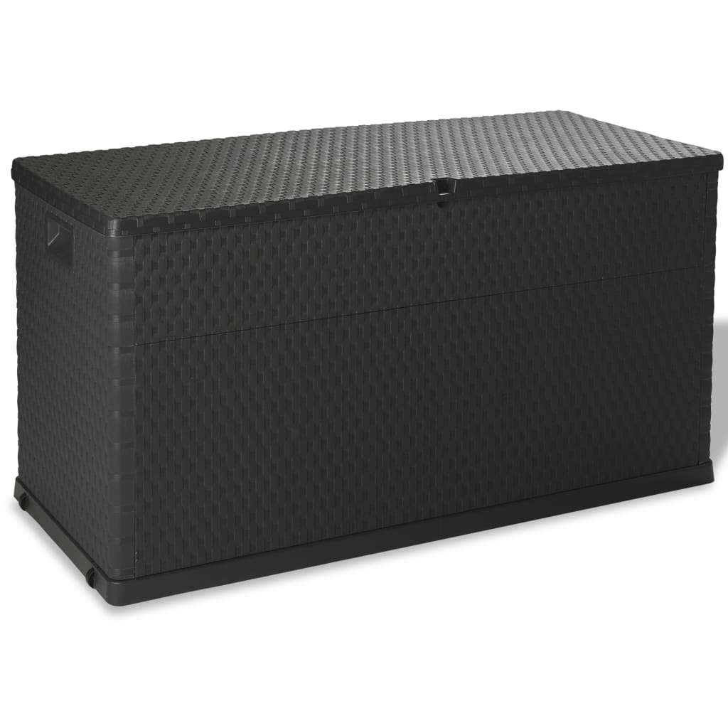 VidaXL Caisse De Stockage Jardin Rotin Noir - Banc Boîte Rangement 120x50x60 Cm Avec Doublure