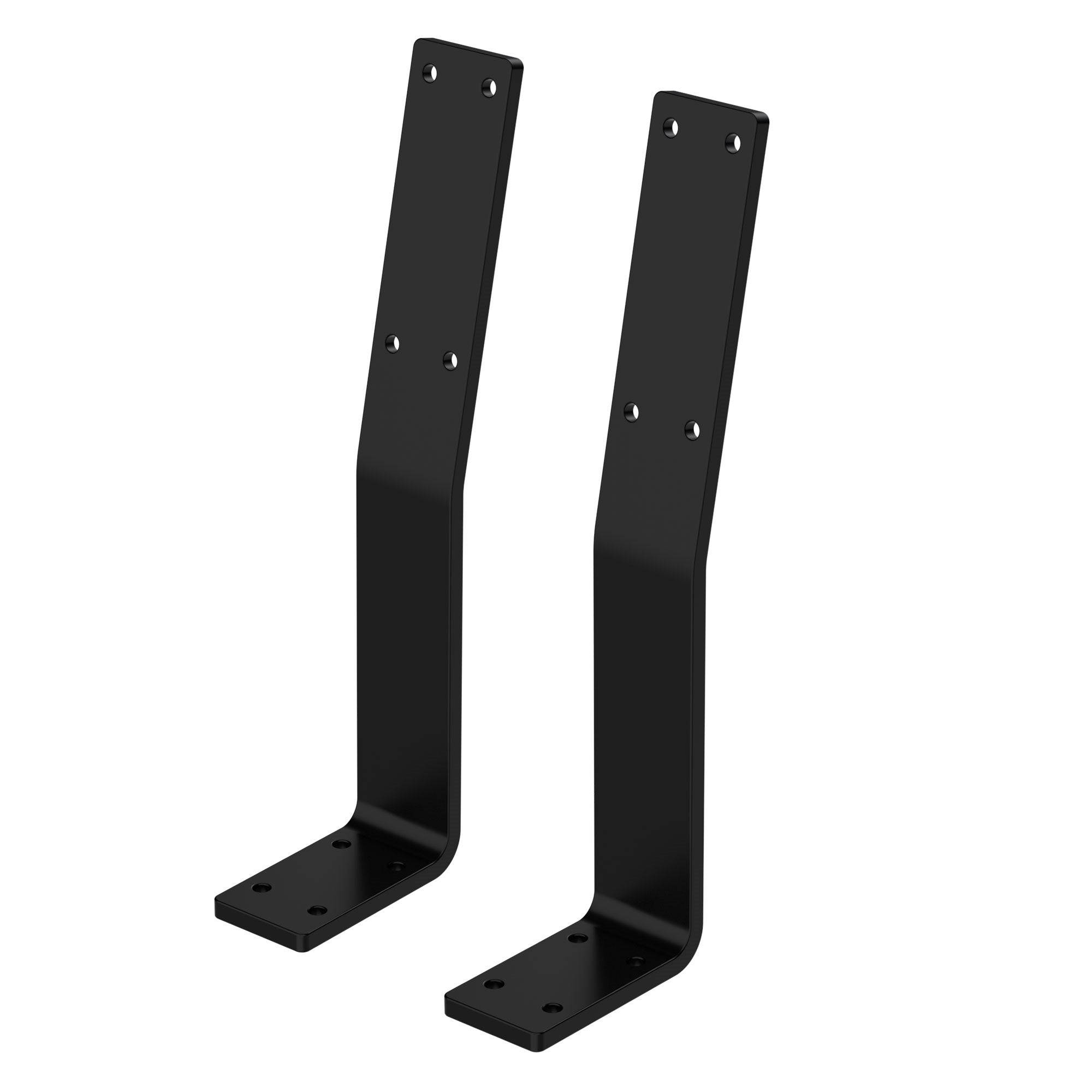 Set 2 console pentru spatar banca ML-Design, 345x50x90 mm, din oțel, unghi ergonomic 12°, 8 găuri montaj, rezistent la exterior, negru mat 2buc