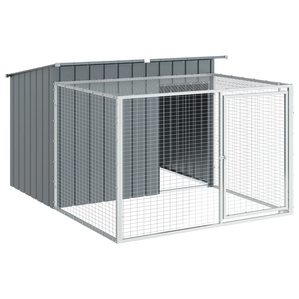 Gabbia Per Cani Da Esterno In Acciaio Zincato - 116,5x153x81,5 Cm Grigio - Foto 4