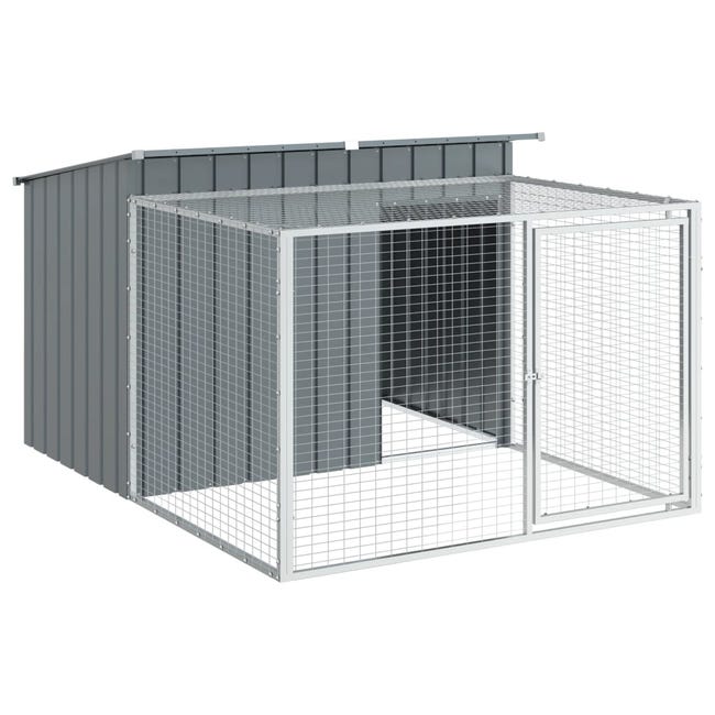 Gabbia Per Cani Da Esterno In Acciaio Zincato - 116,5x153x81,5 Cm Grigio - Foto 4