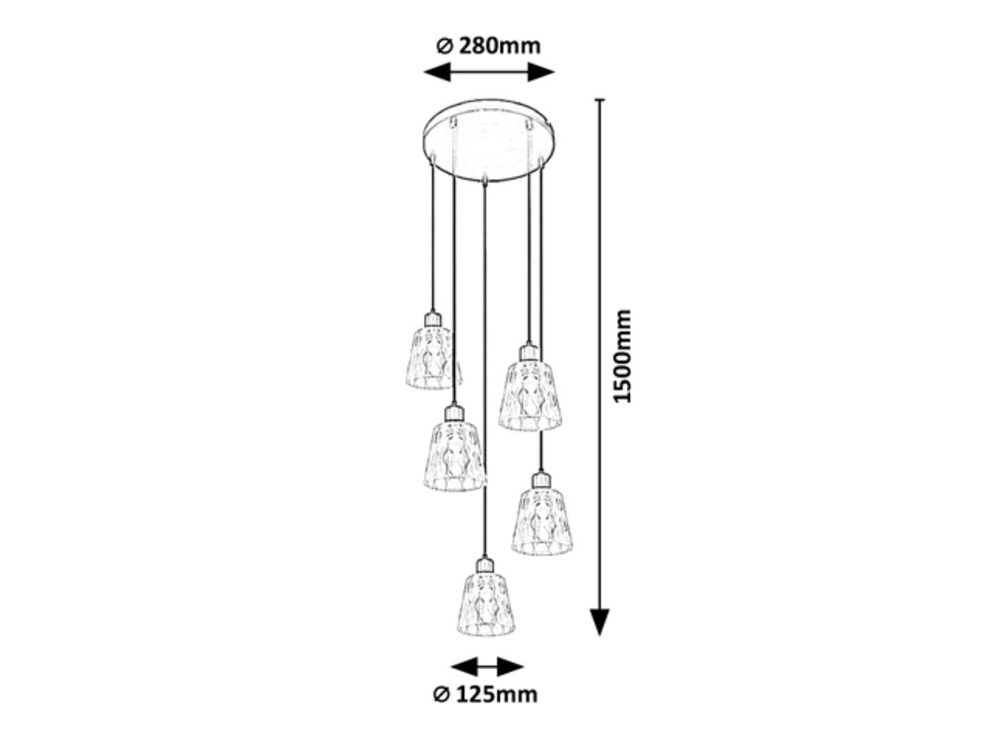 Lampa wisząca Jarina czarno-przezroczysta 5xE27x5x MAX 40W wym: 150 x 28 x 28 cm metal Rabalux