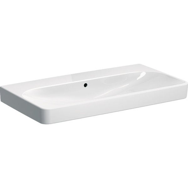 Geberit Smyle Square Lavabo 120x48 Cm, 2 Fori, Con Troppopieno, Da Incasso, Bianco