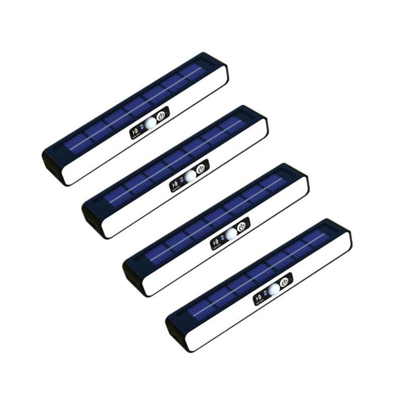 4 sztuki solarnych lamp ogrodowych, przenośne solarne lampy ścienne, czarna obudowa i białe światło