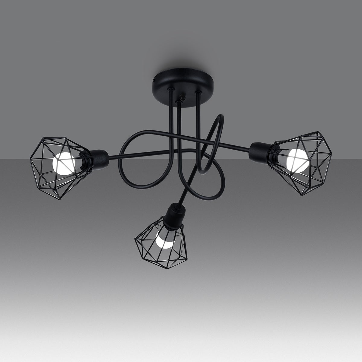 Żyrandol LUNOVA 3S czarny LED 3000K - 48x48x28.5cm Sollux
