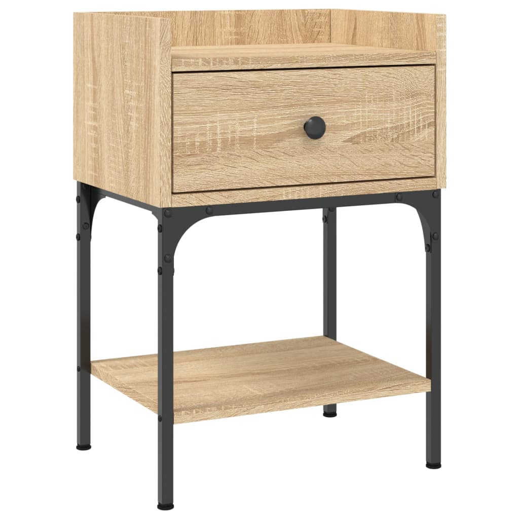 Table De Chevet Avec Tiroir En Tissu - Design Moderne, Pieds En Bois Massif - Idéale Chambre Ou Salon