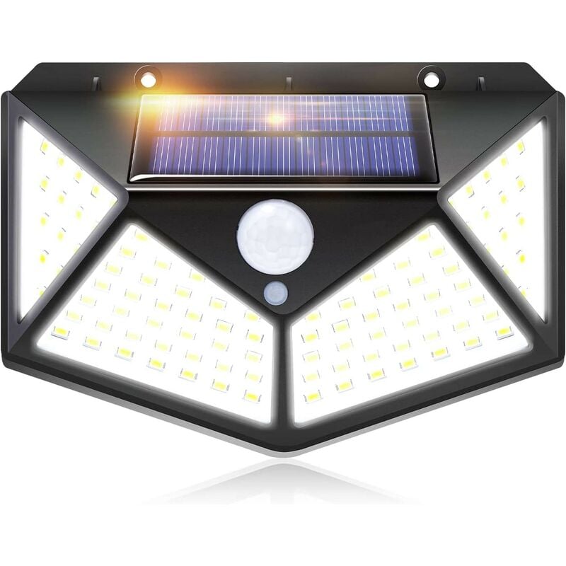 Zewnętrzna lampa solarna IOTSES 100LED 2200mAh 3 tryby z czujnikiem ruchu 270º z czterech stron Wodoodporny reflektor IP65 do ogrodu, garażu, ru
