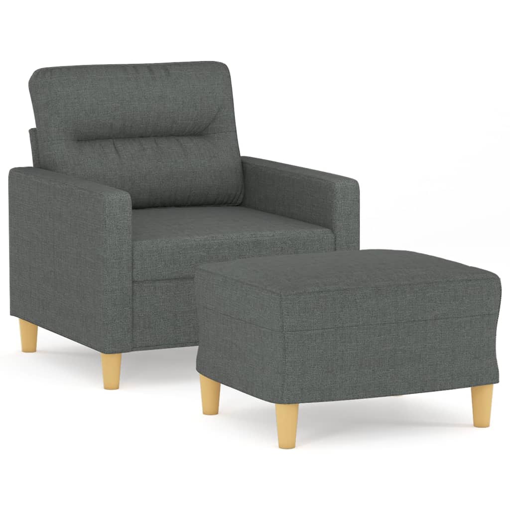 Fauteuil avec repose-pied Gris foncé 60 cm Tissu - 2