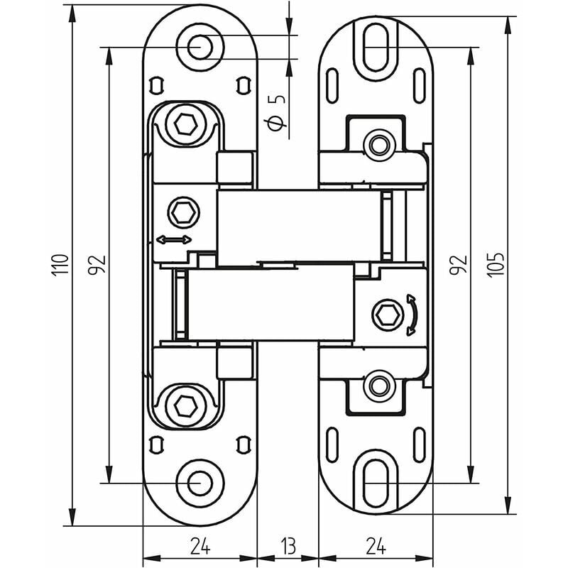 Cerniera invisibile per porte pesanti - Set di 2 (carico 40 kg, apertura 180º) - 4