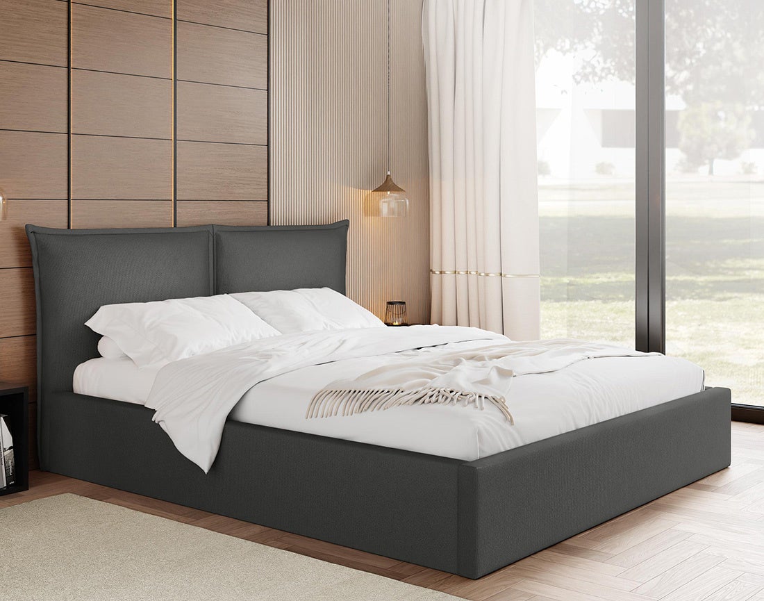 Lit coffre en MDF cm gris anthracite - JOHN - Best Mobilier | Leroy Merlin