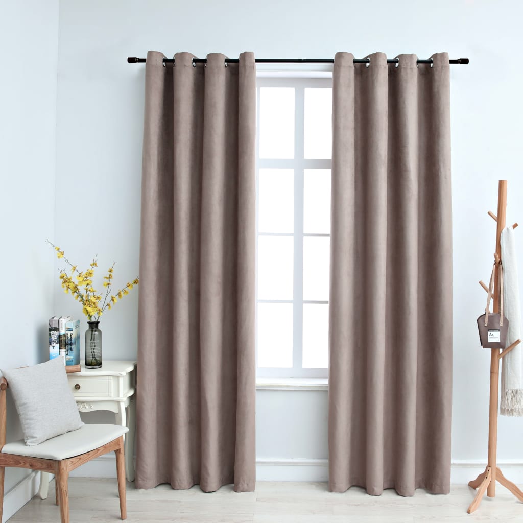 Maison exclusive - cortinas opacas con anillas de metal 2 pzs gris topo 140x175 cm