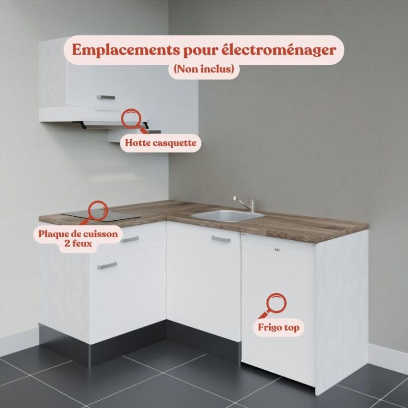 Kitchenette d'angle KA02L-PT avec plan de travail et évier - 5