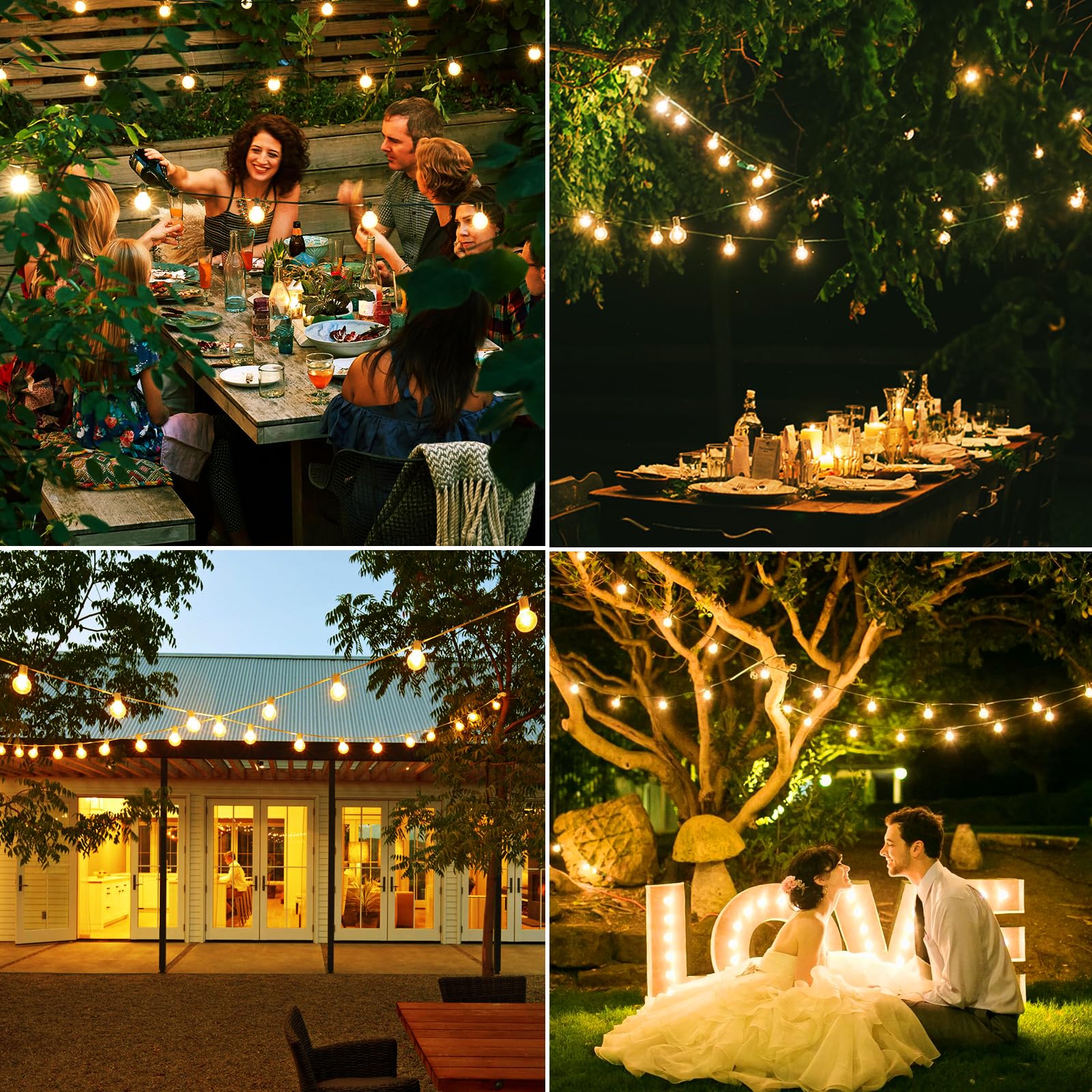 20PCS Guirlande lumineuse solaire d'extérieur 18 m, 30 ampoules + 1 G40, 8 modes, étanche IP44, pour jardin,balcon,pavillon,Noël(lumière chaude) - 8