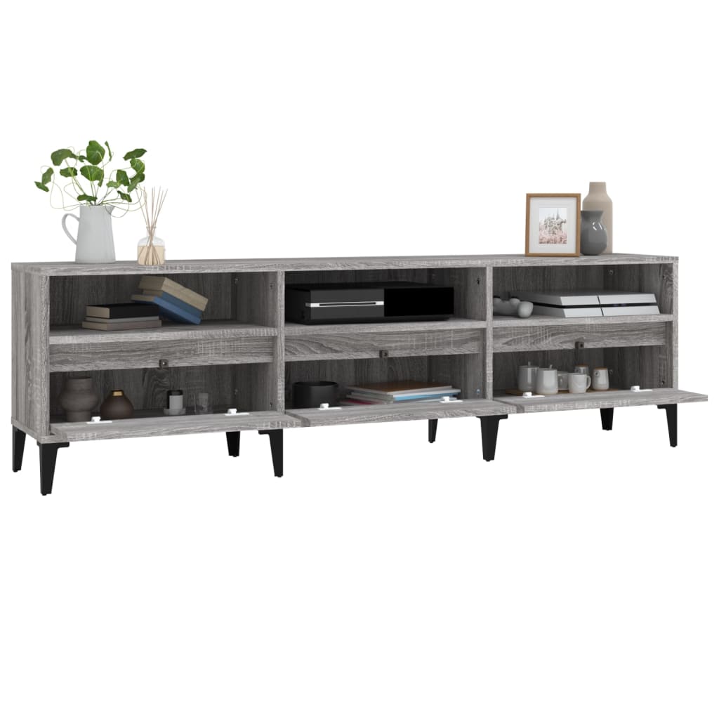 Meuble TV sonoma gris 150x30x44,5 bois d'ingénierie - 5