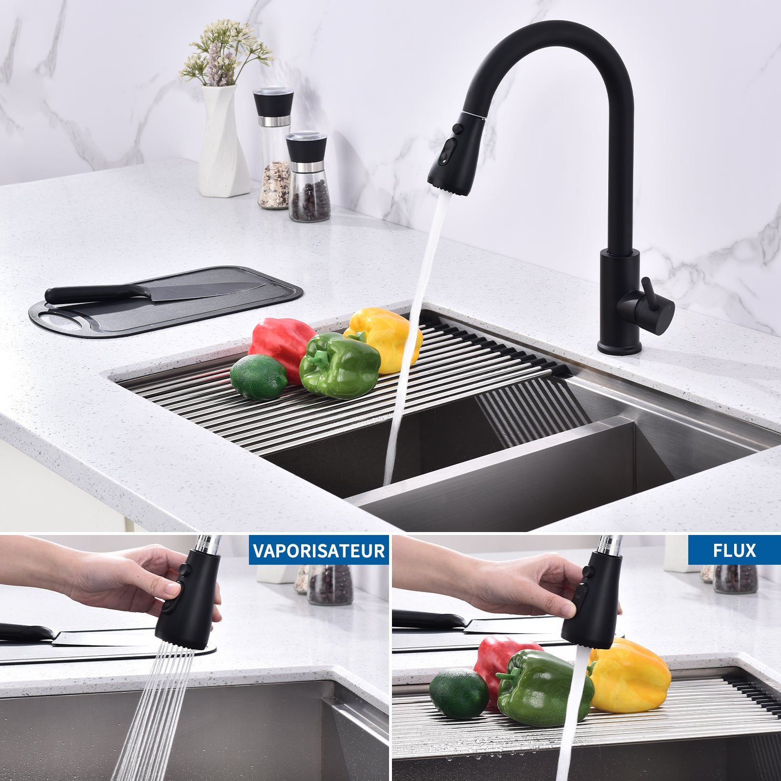 Robinet De Cuisine Avec Douchette Extractible – Finition Cuivre