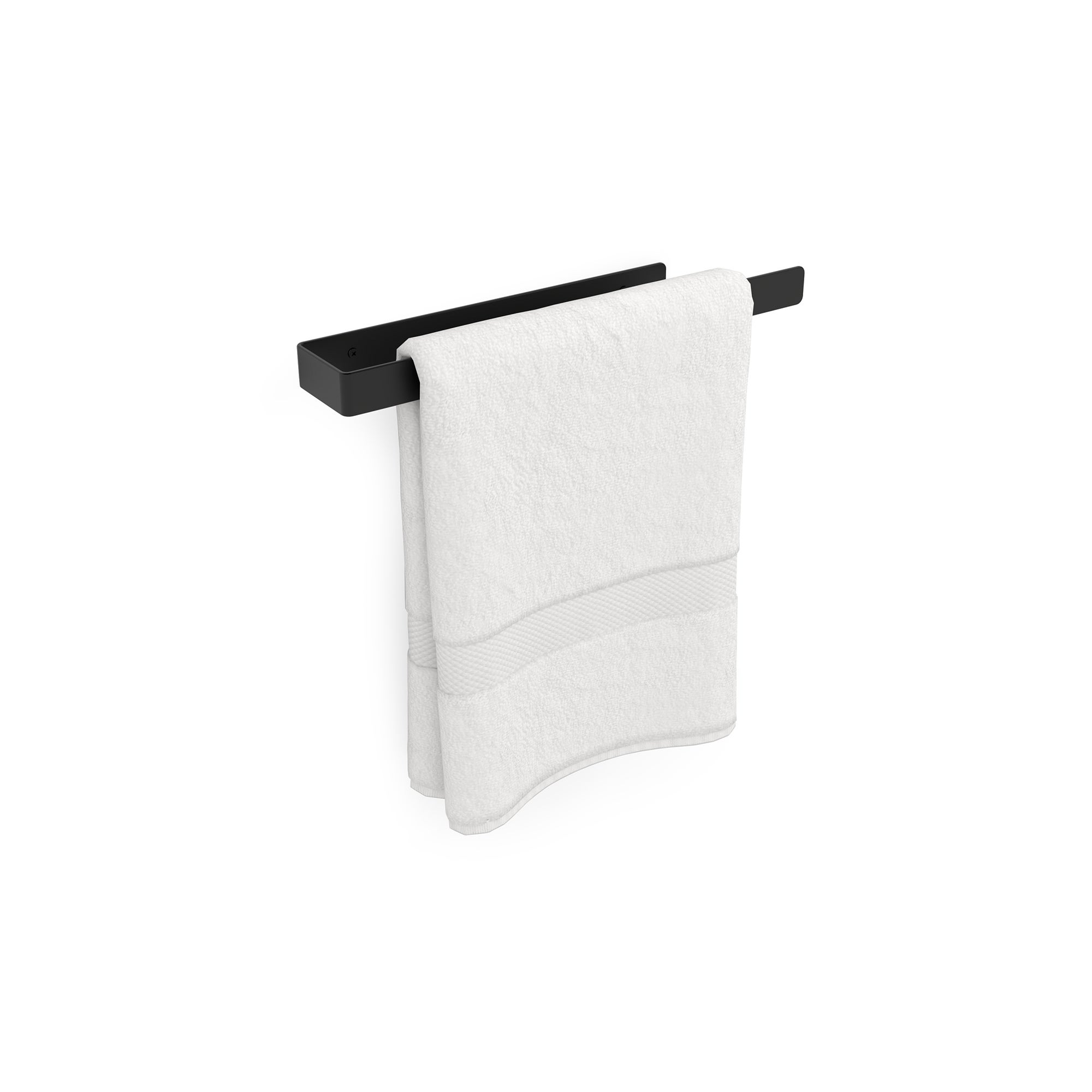 Portasciugamani adesivo da bagno in acciaio con finitura nero opaco | Portata massima: 2 kg | Dimensioni: 39 x 3 x 7 cm | - 2