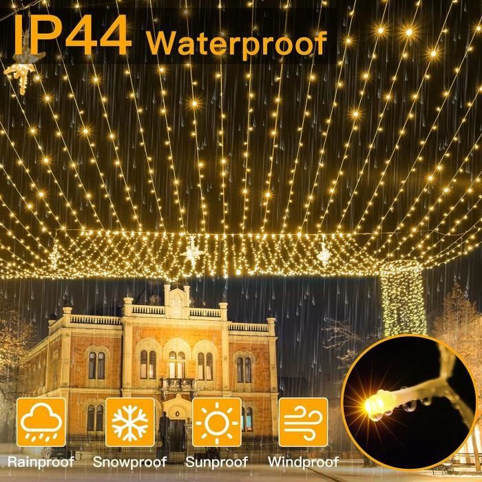 Guirlande lumineuse LED Noël 100m 1000LED IP44 étanche avec télécommande 8 modes décoration de fête pour Noël mariage Blanc Chaud - 8