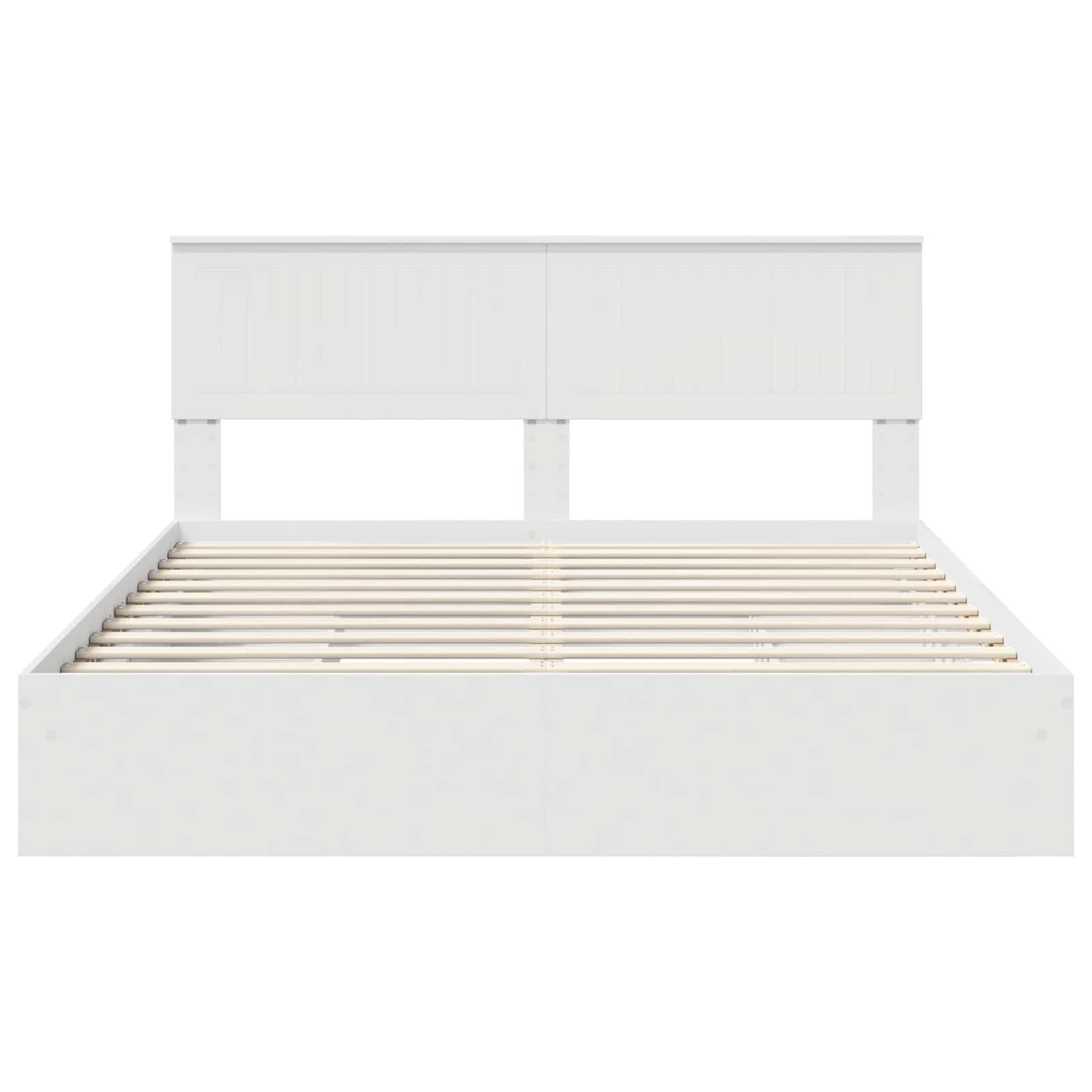 Lit avec rangement réglable en panneau de bois blanc, pour la chambre, 160 × 200 cm - 8