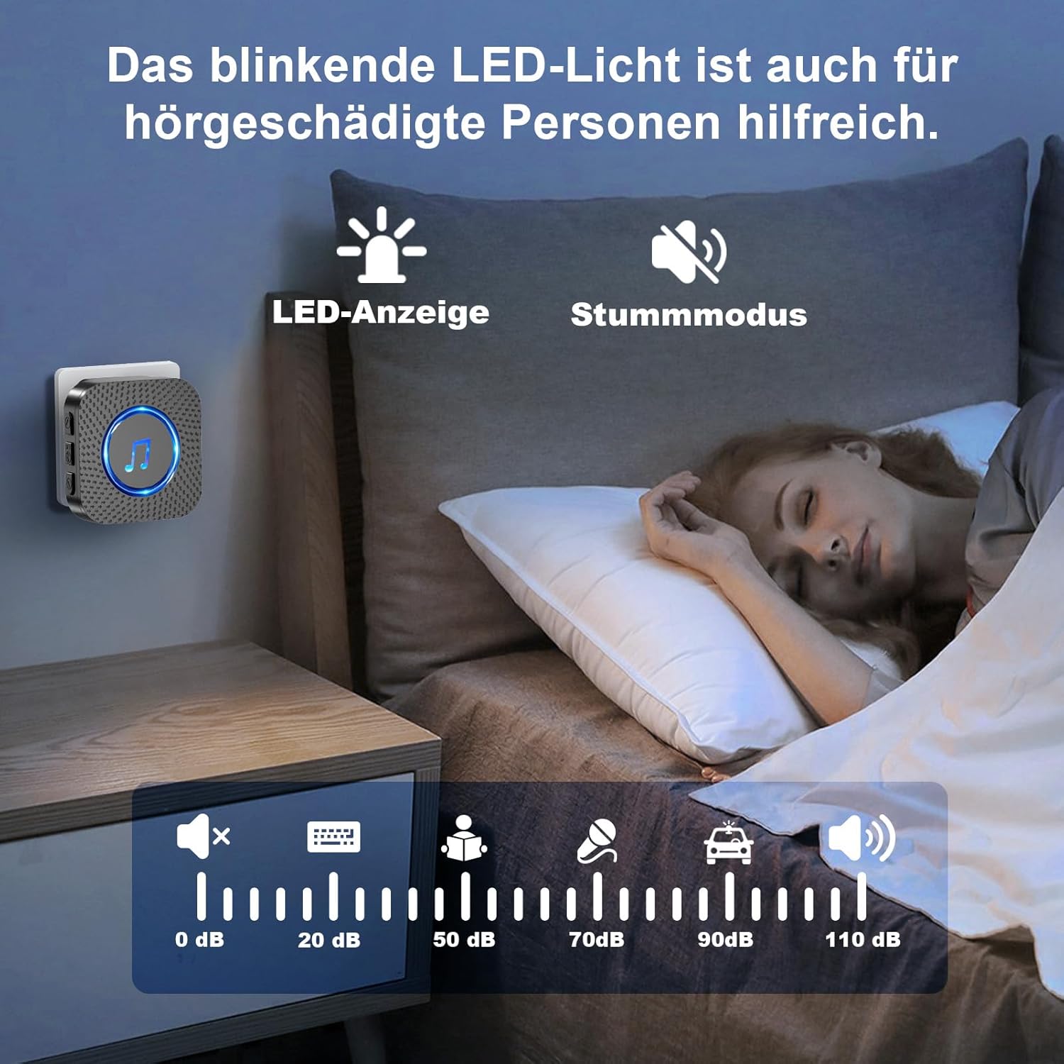 Sonnette électronique sans fil étanche pour extérieur, 2 émetteurs et 1 récepteur, avec prise 55 mélodies, 5 volumes, noir - 5