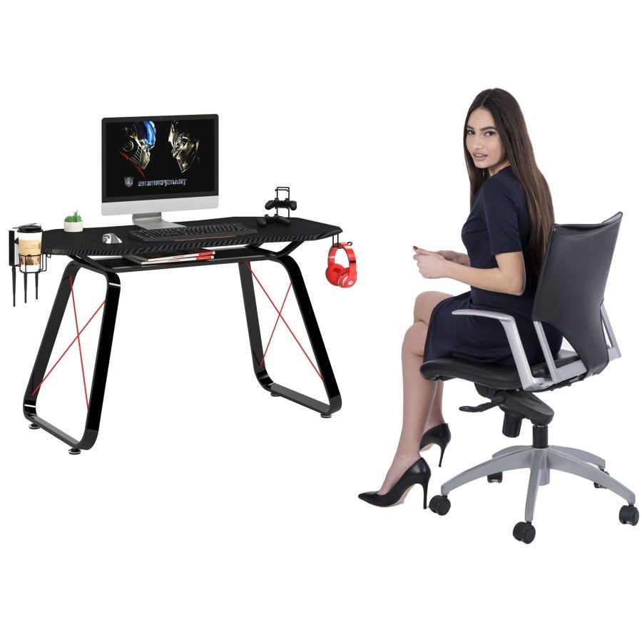 SIRHONA Bureau Gaming Table Ergonomique de Jeu Bureau d'ordinateur PC Gaming Tab