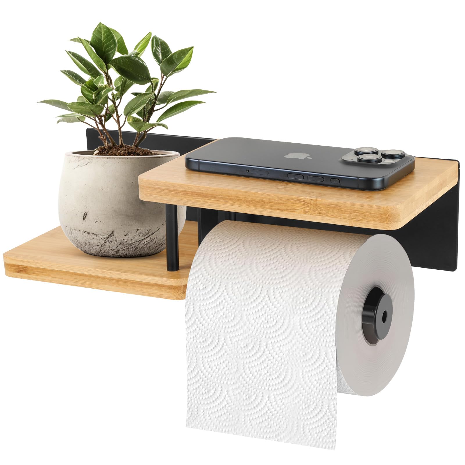 Porta carta igienica da parete, supporto senza foratura, dispenser di alta  qualit, fissaggio adesivo o con foratura  perfetto per cucina e bagno |  Leroy Merlin
