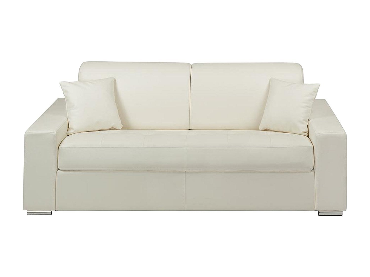 Canapé 3 places convertible express en simili EMIR - Blanc - Couchage à lattes larges 140 cm - Matelas 18 cm - 2