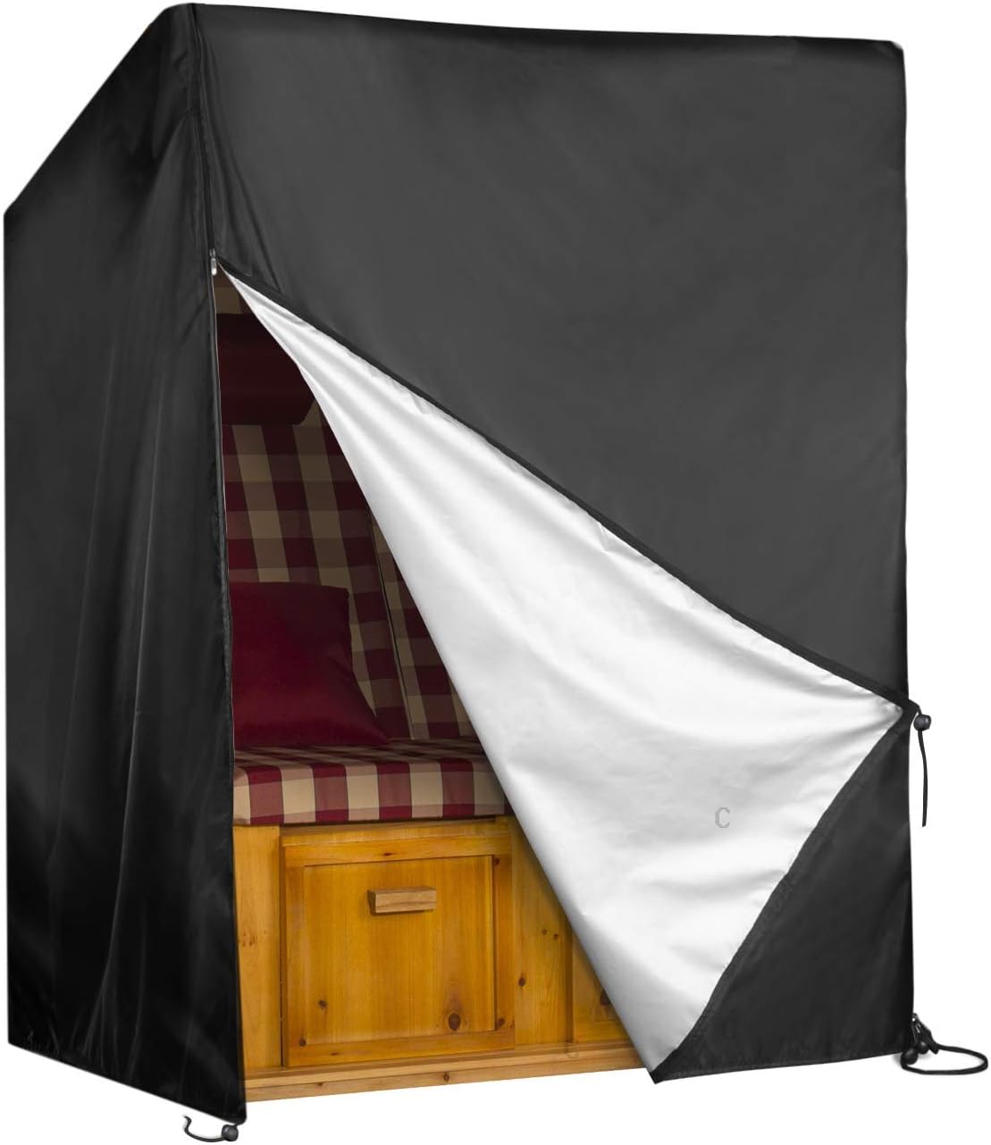 Pokrowiec na fotel plażowy typu Cabine - Oxford 420D, odporny na promieniowanie UV i zimę, regulowany sznurek, 135x105x174cm