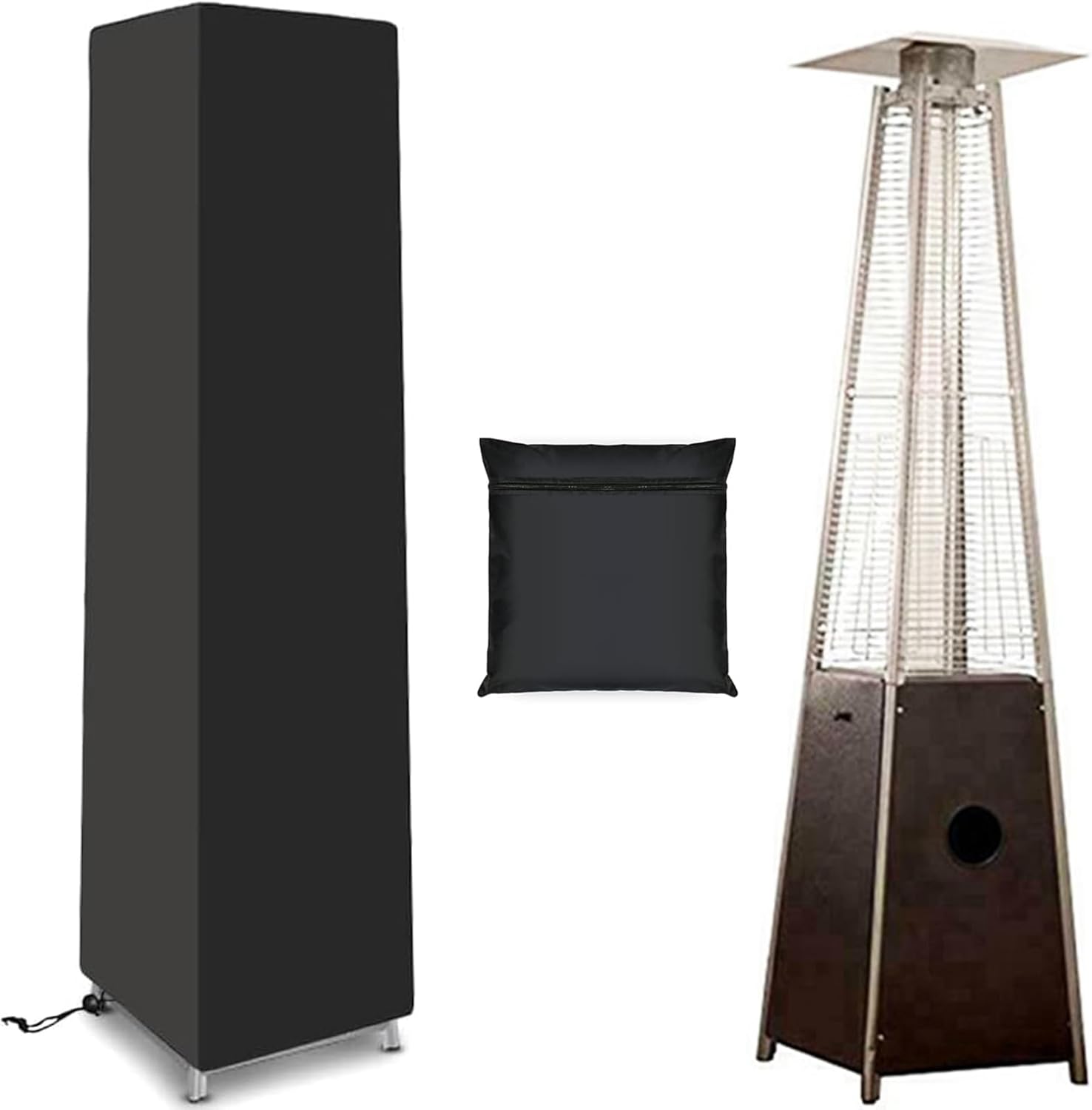 Pokrowiec na grzejnik tarasowy, 86" x 24" x 21", z długim zamkiem błyskawicznym, tkanina Oxford, wodoodporna i wiatroszczelna, kolor cz