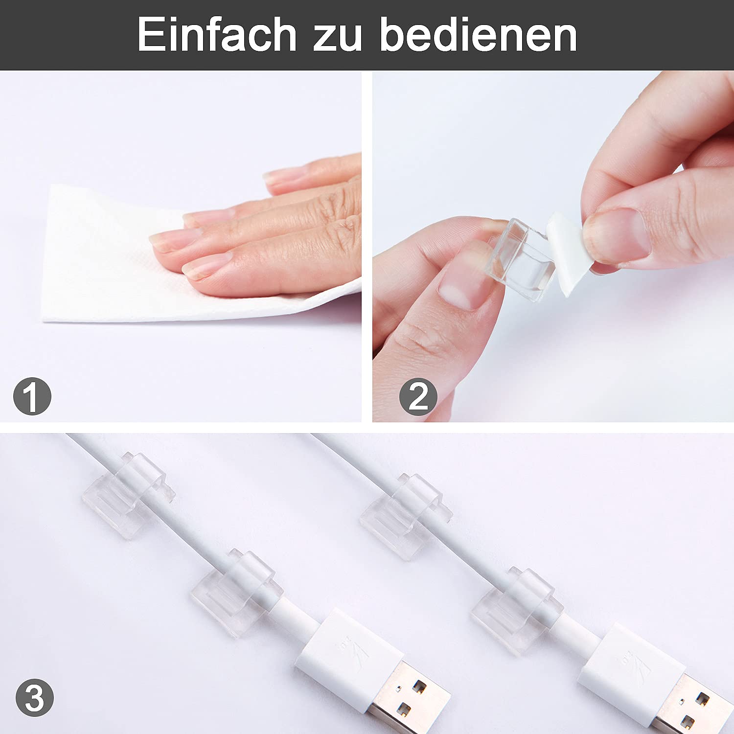 Opakowanie 120 przezroczystych opasek zaciskowych samoprzylepnych, idealnych do zarządzania kablami elektrycznymi. - 5
