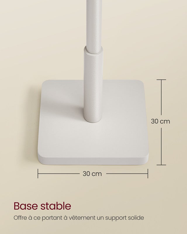 Portemanteau, Portant à Vêtements en Bois, 3 Hauteurs, pour Manteaux, Chapeaux, Sacs, pour Entrée, Couloir, Bois d'Hévéa, Beige Cappuccino - 5