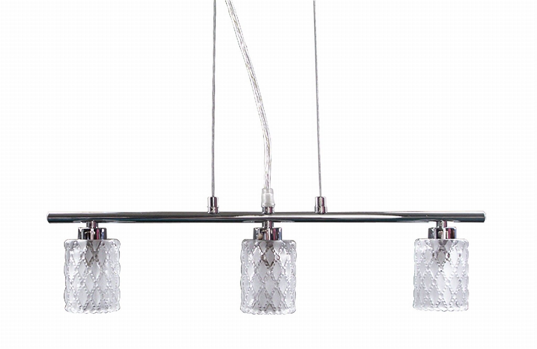 Lampa wisząca Berta srebrno-chromowana-przezroczysta 3xG9x40W wym: 95 x 50 x 8 cm szkło Candellux