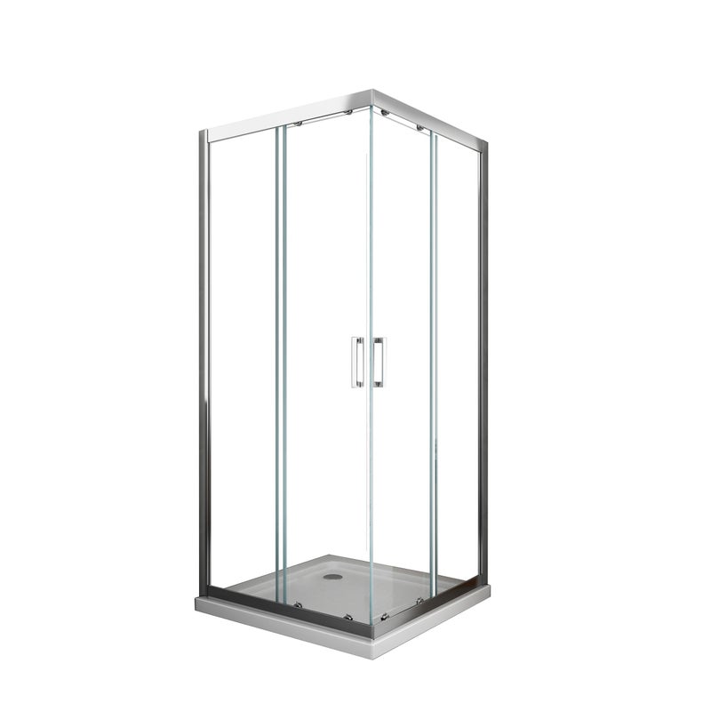 Kabina prysznicowa narożna kwadratowa, szkło 6 mm, profil chromowany, odwracalna, wysokość 190 cm, 75x75 cm, bez brodzika.