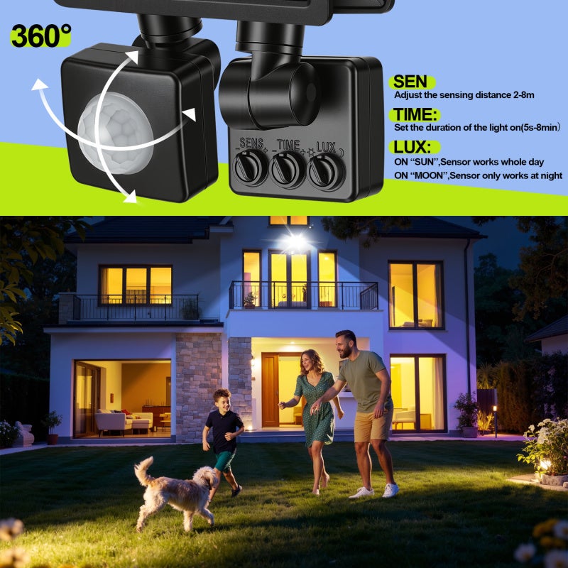 Proiettore LED da Esterno 30W con Sensore di Movimento, Lampada IP65 Luce Bianca Fredda per Giardino e Terrazza - 4