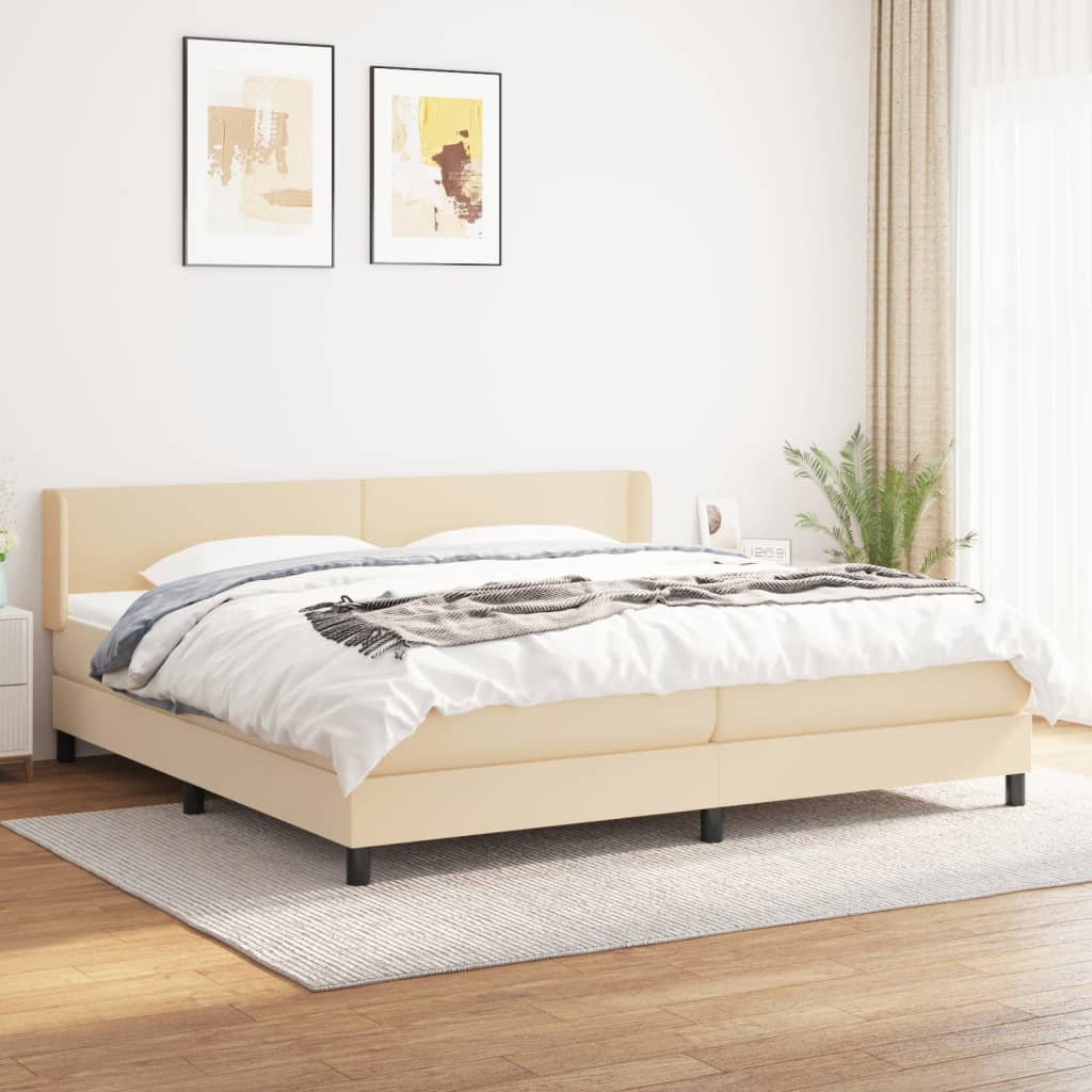 Sommier à Lattes De Lit Et Matelas Et LED Bleu 160x200 Cm Tissu VidaXL