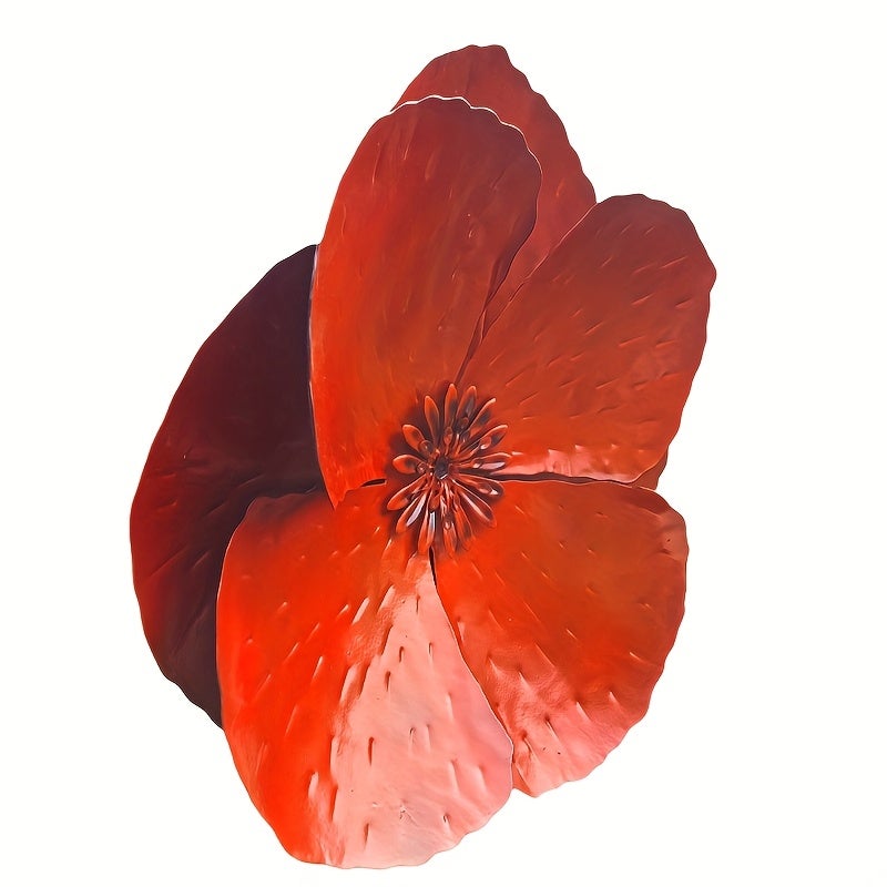 1 lot de coquelicots géants en métal rouge à suspendre au mur – Décoration murale pour clôture de jardin, 28 + 19 cm - 3