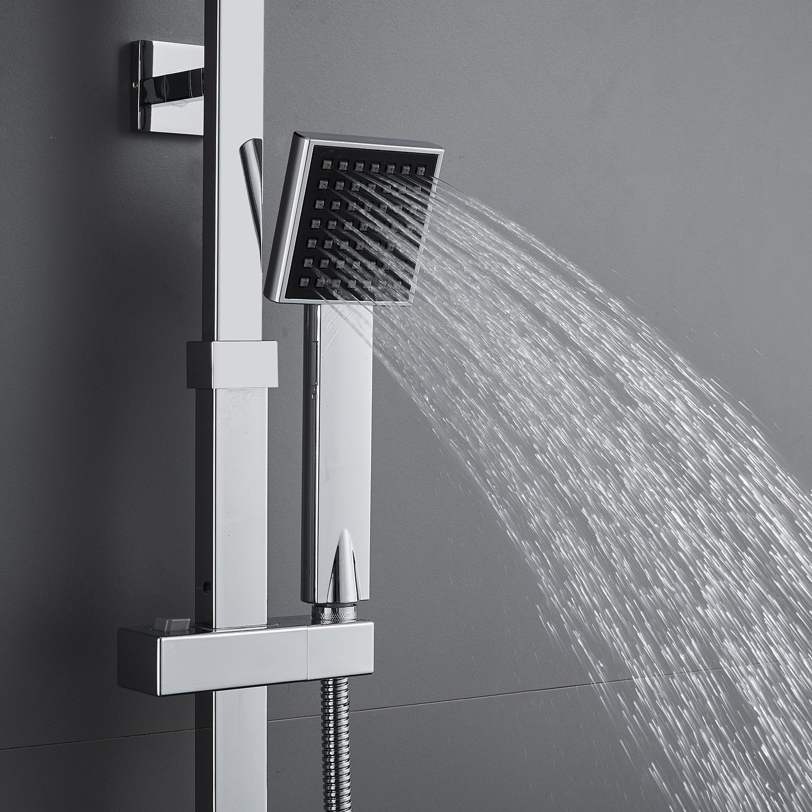 Auralum max Colonne de Douche Carré Set de Douche avec Mitigeur Thermostatique Design Moderne - Douche Tête de121 Buses,Chrome - 7