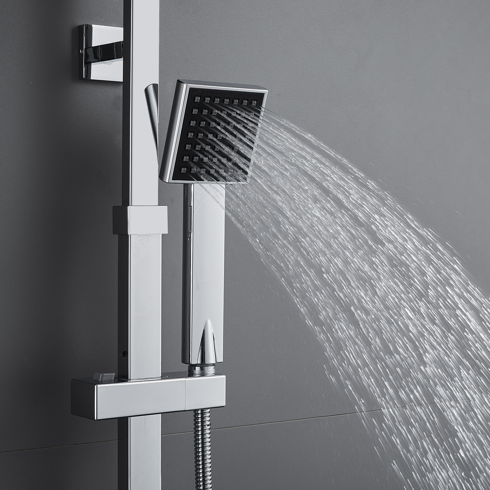 Système de Douche Carré Colonne de Douche avec Mitigeur Colonne de Douche Thermostatique Système de Douche Corps en Laiton - 7