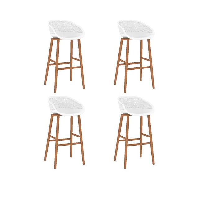 Krzesło barowe vidaXL zestaw 4 biały ergonomiczne siedzisko niskie oparcie