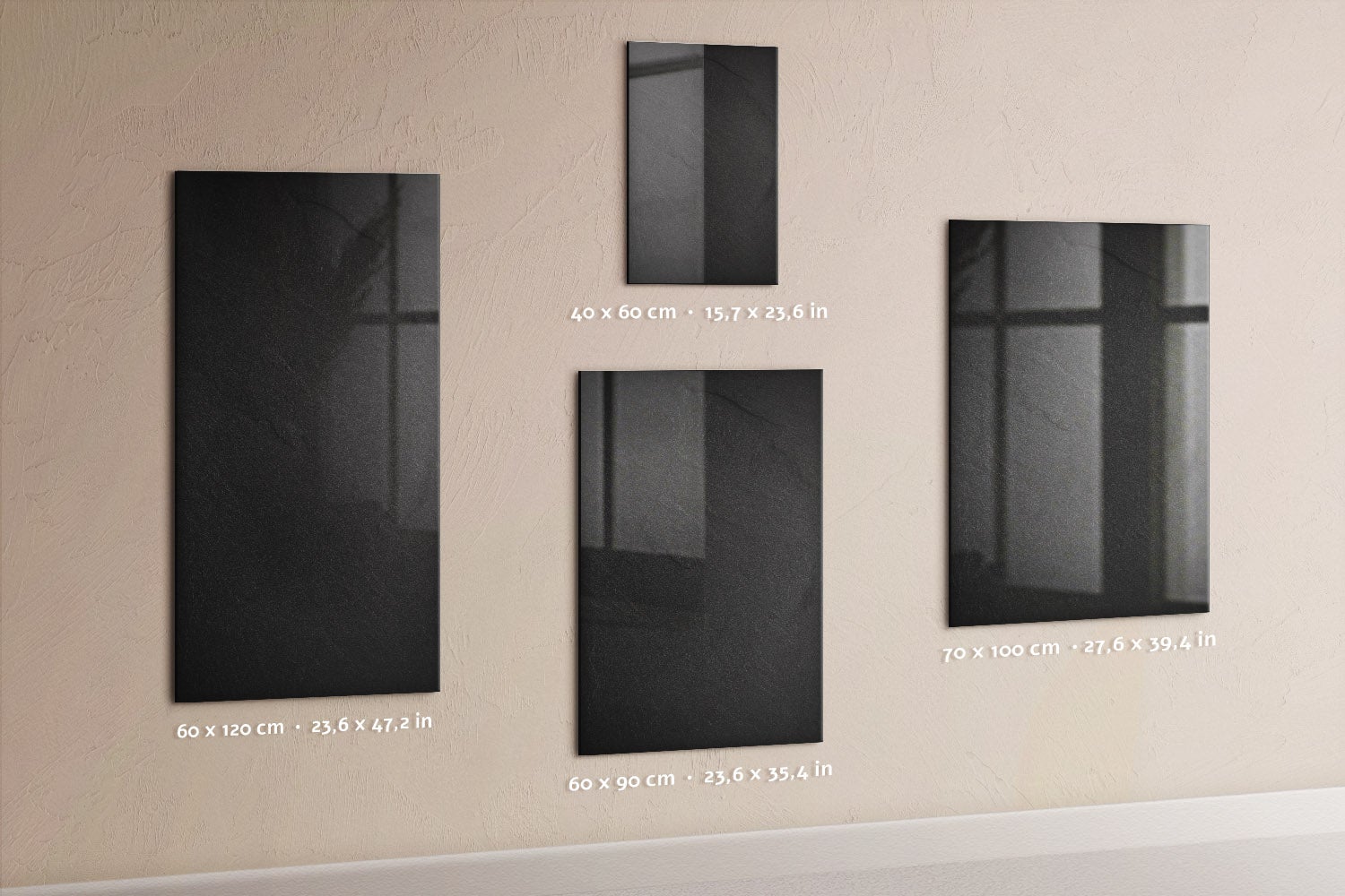 Tableau magnétique mural, Tulup - 60x120 cm - Roche foncée, 5 aimants, une éponge, un marqueur blanc - 4