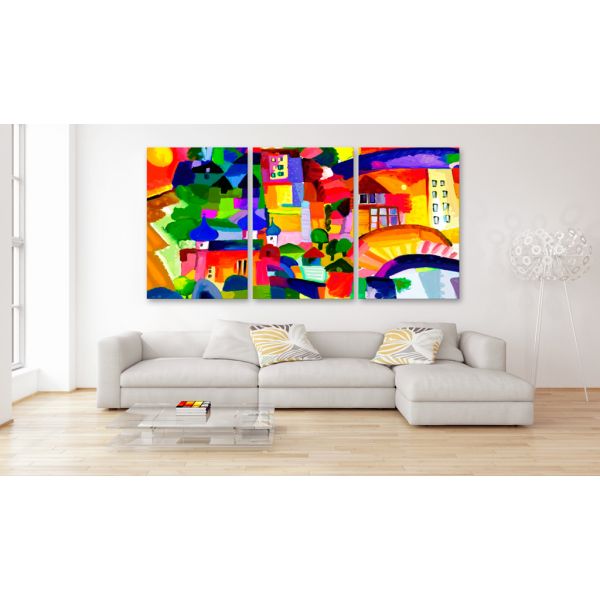 Tableau Villes Colourful Town 120x60 cm - 2