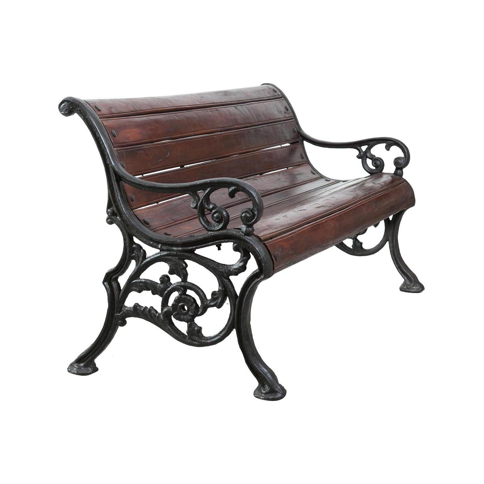 BISCOTTINI Banc de Jardin Bois et Fonte - Banc d'Extérieur 3 Places - Banc Classique Extérieur 145x65x77 cm - 5