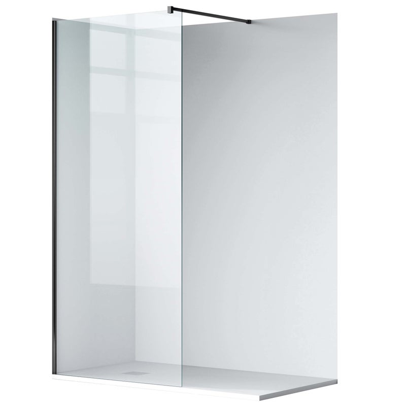 BALNEO Ścianka prysznicowa Walk-in Beira 110 x 200 cm transparentna szkło hartowane 8 mm czarna